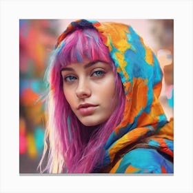 Girl With Colorful Hair 1 Canvas Print