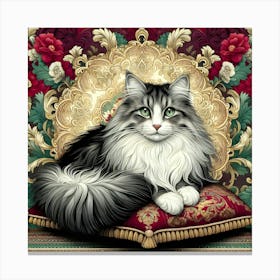 Cat On A Cushion Canvas Print