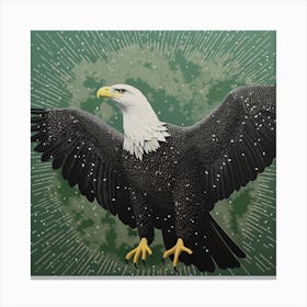 Ohara Koson Inspired Bird Painting Bald Eagle 2 Square Canvas Print