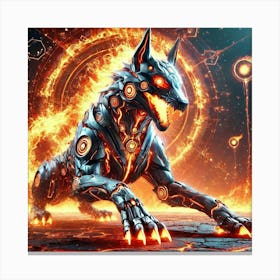 A Sci Fi Themed Depiction Of The Fire Wolf, A Mass Canvas Print