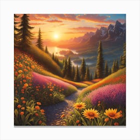 Sunset In The Mountains 3 Canvas Print