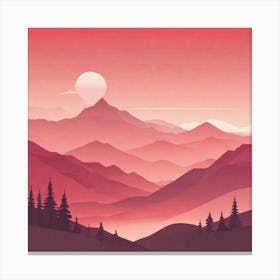 Misty mountains background in red tone 55 Canvas Print