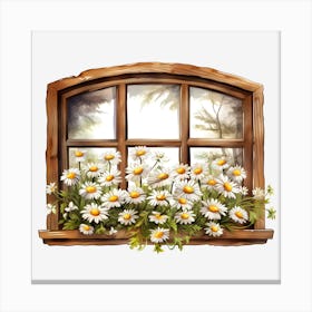 Daisies In The Window Canvas Print