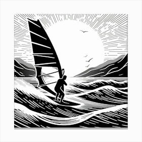 Line Art windsurfing 2 Canvas Print