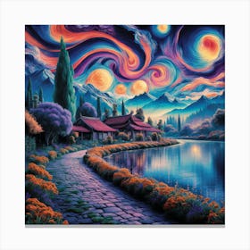 Dreamscape Pathway A Vibrant Landscape Inspired By Van Gogh (5) Canvas Print