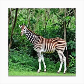Okapi Africa Giraffe Mammal Forest Herbivore Stripes Hooves Wildlife Rainforest Congo Uni 1 Canvas Print