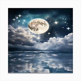 Full Moon Over Water Canvas Print