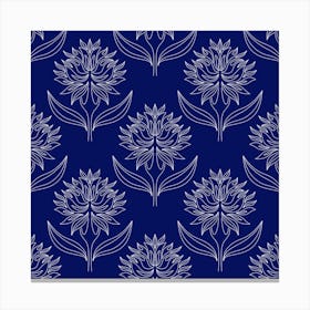 Floral Pattern with Line Art Flowers Canvas Print