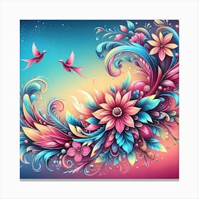 Colorful Floral Painting 3 Canvas Print