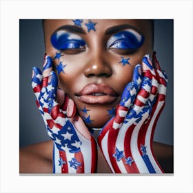 American Girl With American Flag Makeup 1 Canvas Print