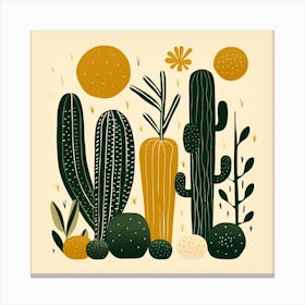 Rizwanakhan Simple Abstract Cactus Non Uniform Shapes Petrol 66 Canvas Print