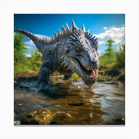 Dinosaurs In The Water Canvas Print