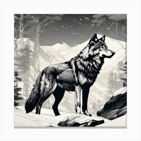 Wolf In The Snow 1 Canvas Print