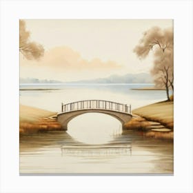 Bridge Over The Water beige Canvas Print