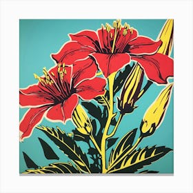 Gloriosa Lily 2 Pop Art Illustration Square Canvas Print