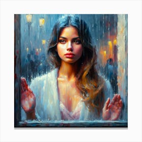 Girl In The Rain Canvas Print