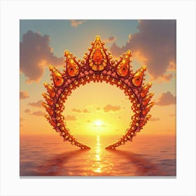 Amber Tiara, Watercolor, Glowing Sunset Sky 1 Canvas Print