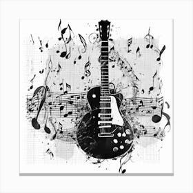 Black And White Guitar Canvas Print