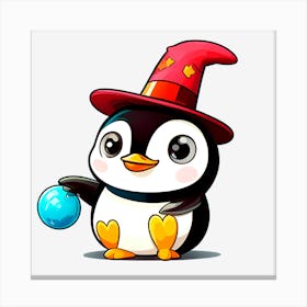 Penguin With A Hat Canvas Print