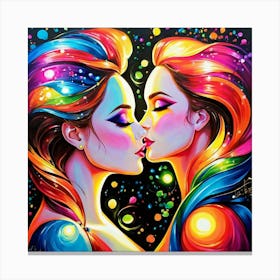 Two Women Kissing Canvas Print