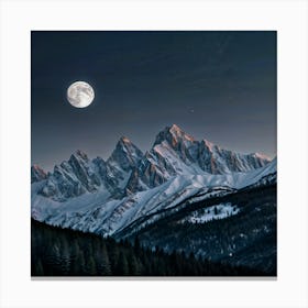 Full Moon In The Mountains Canvas Print