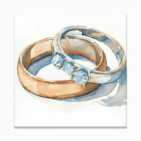 Watercolor Wedding Rings Close Up 17 Canvas Print