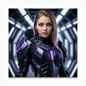 Futuristic Girl In Space Suit Canvas Print