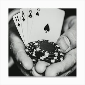 Poker Player Holding Poker Chips Canvas Print