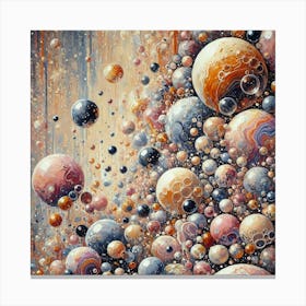 Guache Textured Falling Bubbles With More Texture.AI Canvas Print