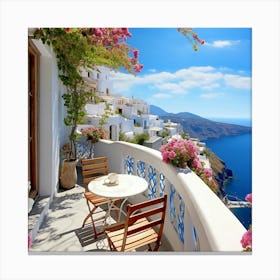 Greece Balcony Canvas Print