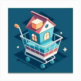 House In A Shopping Cart Canvas Print