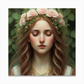Girl With A Flower Crown Canvas Print