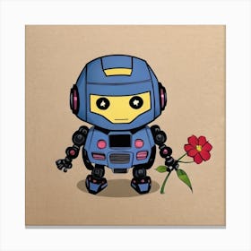 Robot With Flower Canvas Print