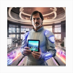 Futuristic Man Holding Ipad Canvas Print