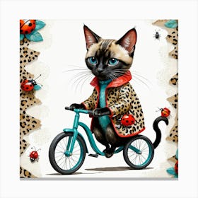 Kitty Biker Canvas Print