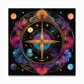 Planets And Compass Canvas Print