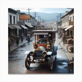 Early Small Town America And The Automobile ~Reimagined 3 Canvas Print