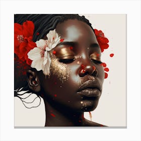 Black Girl With Flowers 2 Canvas Print