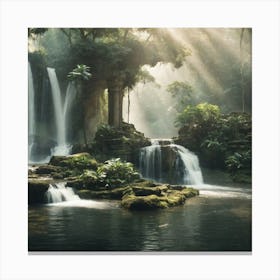 Waterfall In The Jungle Canvas Print