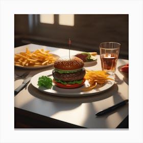 Burger And Fries 14 Canvas Print