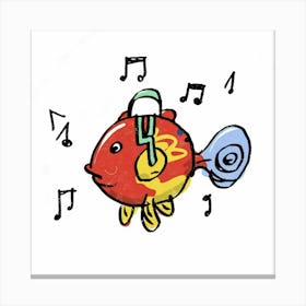 Fish With Music Notes 2 Canvas Print