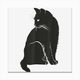 Minimalist Cute Black Cat Owner Feline Art Kitten Lover Canvas Print