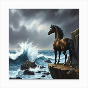 Horse On The Cliff 3 Canvas Print