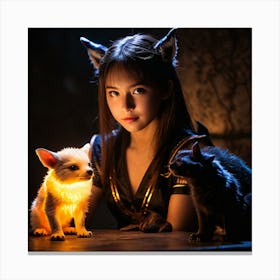Dark Magic Glowing Beast Master Girl 8 Canvas Print