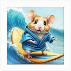 Hamster On A Surfboard 5 Canvas Print