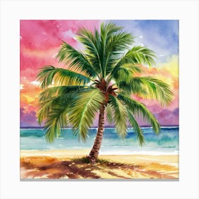 Palm Tree On The Beach 3 Canvas Print