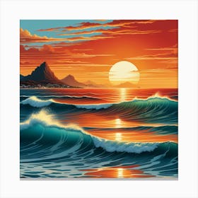 Sol Refleja En El Mar Canvas Print