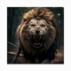 Lion In The Forest 4 Canvas Print