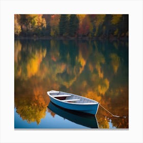 Small Boat In Autumn Canvas Print