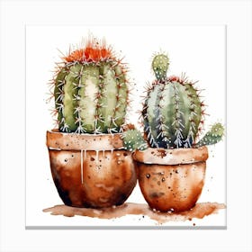 Watercolor Cactus Painting Canvas Print